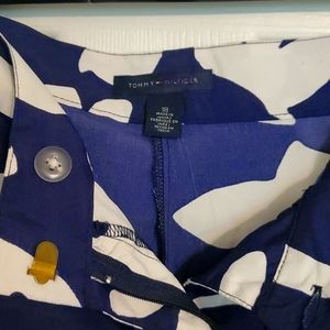 Blue and white flower pattern dress pants